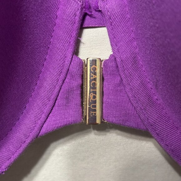 Cacique 46DDD Lightly Lined Front Closure T-Shirt Bra‎ Purple Lace Racerback - Picture 8 of 11